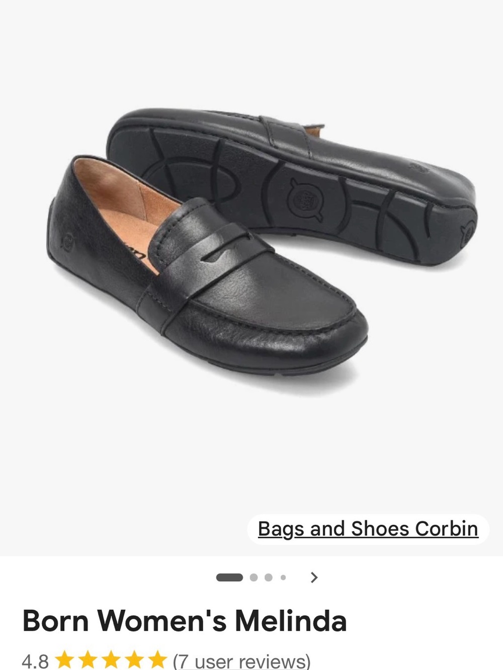 Born Melinda  Black Leather Penny Loafers